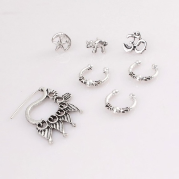 'Reincarnation' 7pcs Moon Star Feather Earring Set - Picture 8 of 8